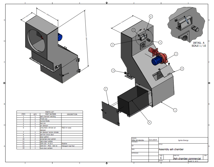 Incinerator assembly drawing - ash chamber